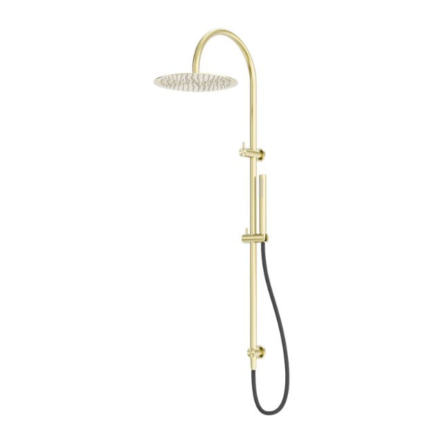 Nero Zen SS316L Twin Shower With Outdoor Shower Hose Brushed Gold