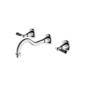 Nero York Wall Basin Set With Black Porcelain Lever Chrome
