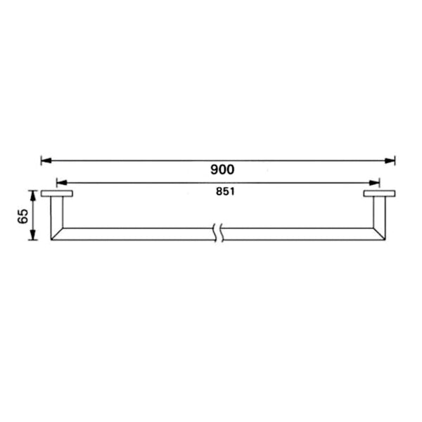 Nero Dolce 900mm Single Towel Rail Chrome