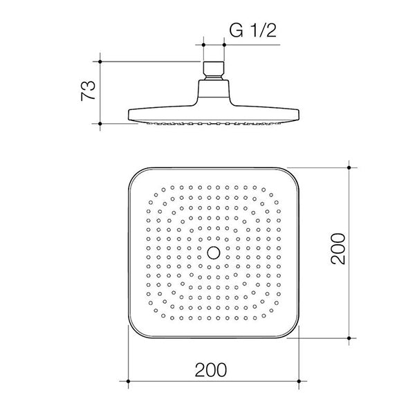 Caroma Luna Overhead Shower Head 200mm