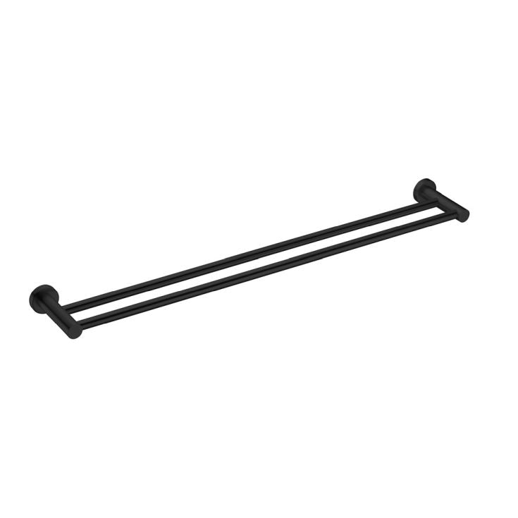 Nero Mecca Double Towel Rail 800mm Matte Black | The Blue Space