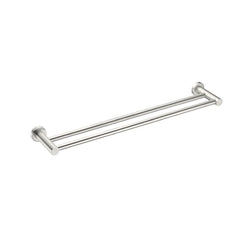 Nero Mecca Double Towel Rail 800mm Brushed Nickel