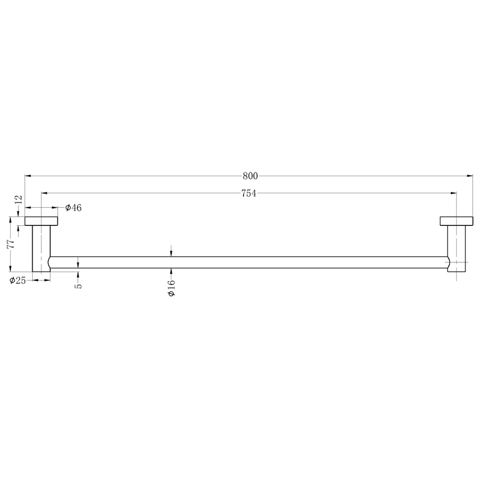Nero Mecca Single Towel Rail 800mm Matte Black