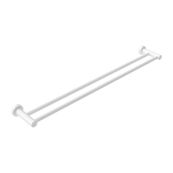 Nero Mecca Double Towel Rail 800mm Matte White