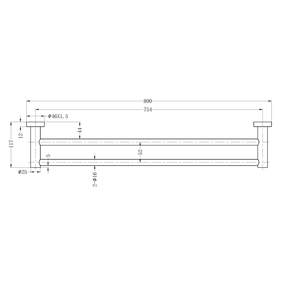 Nero Mecca Double Towel Rail 800mm Chrome