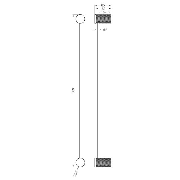 Nero Opal Single Towel Rail 600mm Brushed Gold