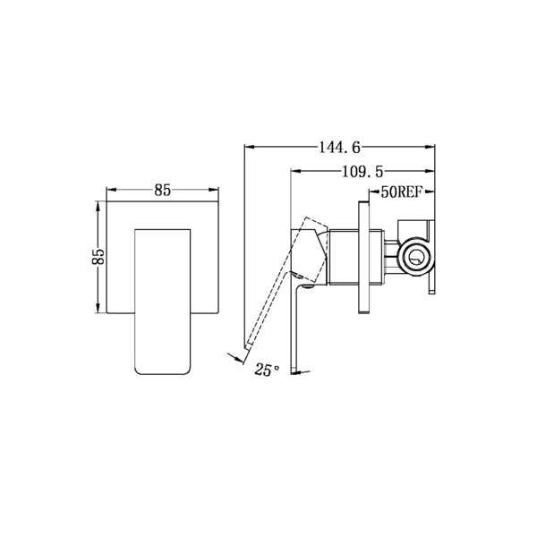 Technical Drawing: Nero Celia Shower Mixer Chrome