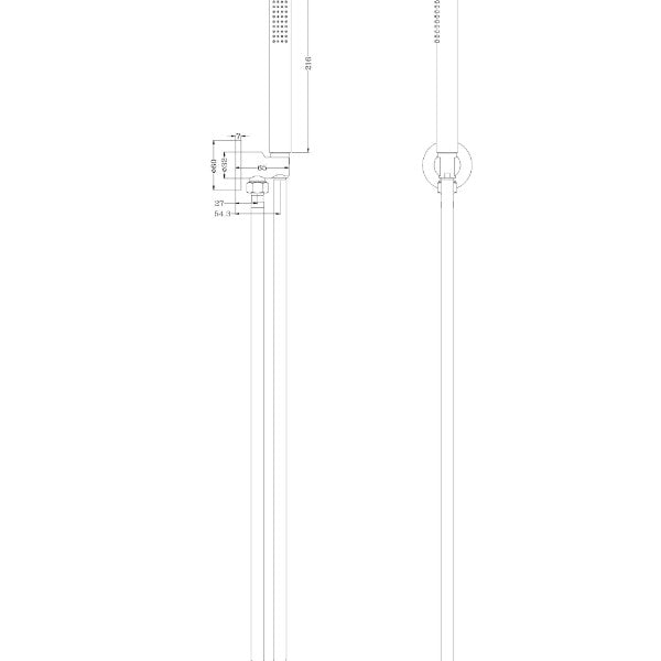 Nero Slim Shower on Bracket Brushed Nickel