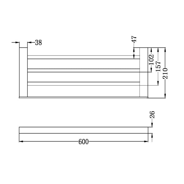 Technical Drawing: Nero Celia Towel Rack Chrome