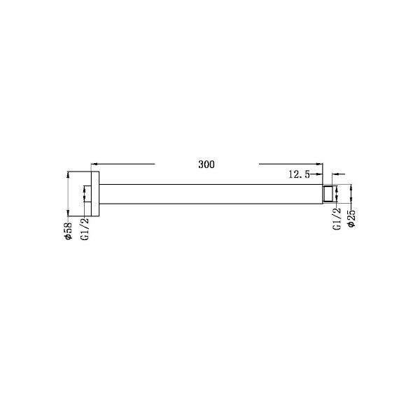 Nero Round Ceiling Arm 300mm Brushed Gold