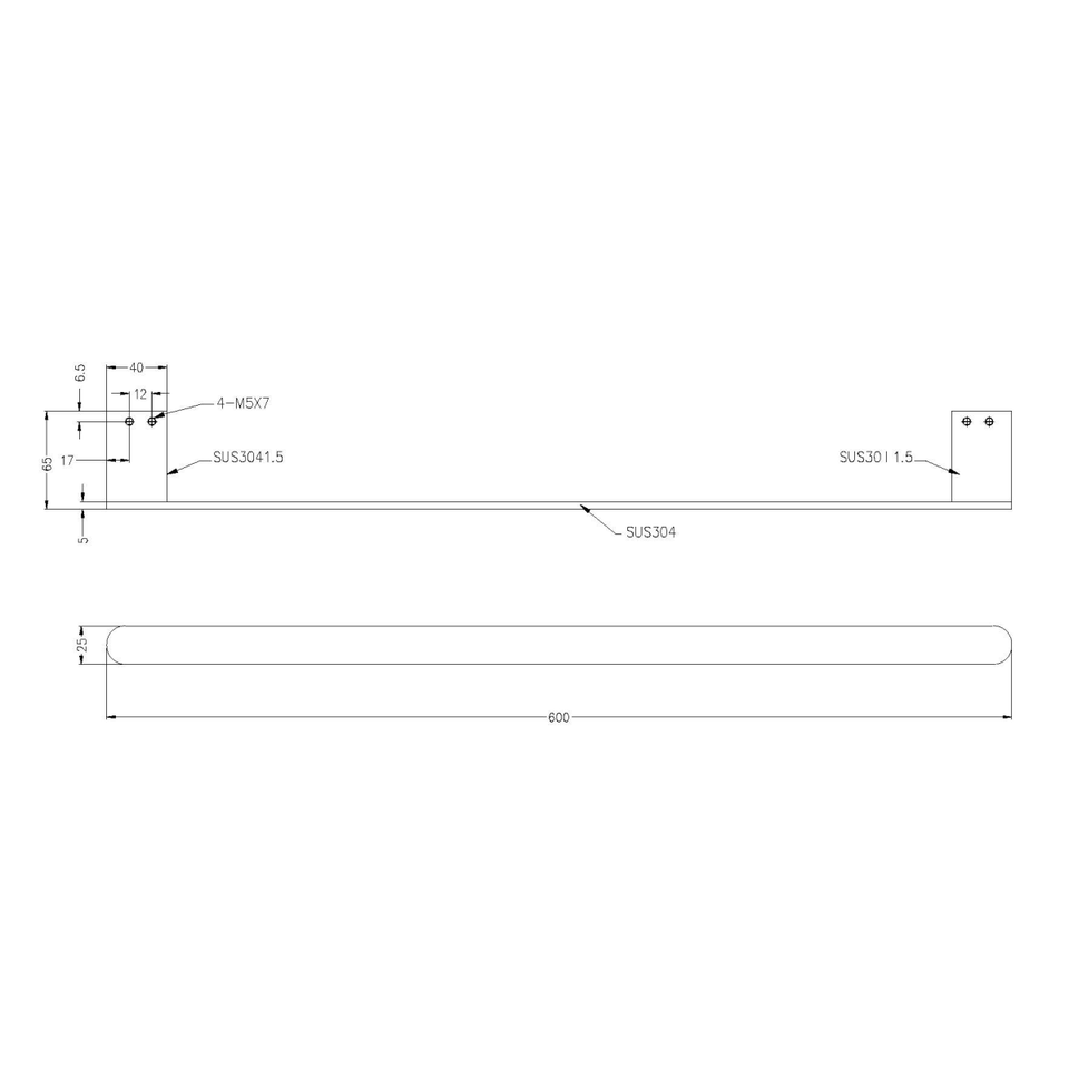 Nero Bianca Single Towel Rail 600mm Chrome