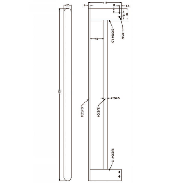 Nero Bianca Double Towel Rail 600mm Chrome