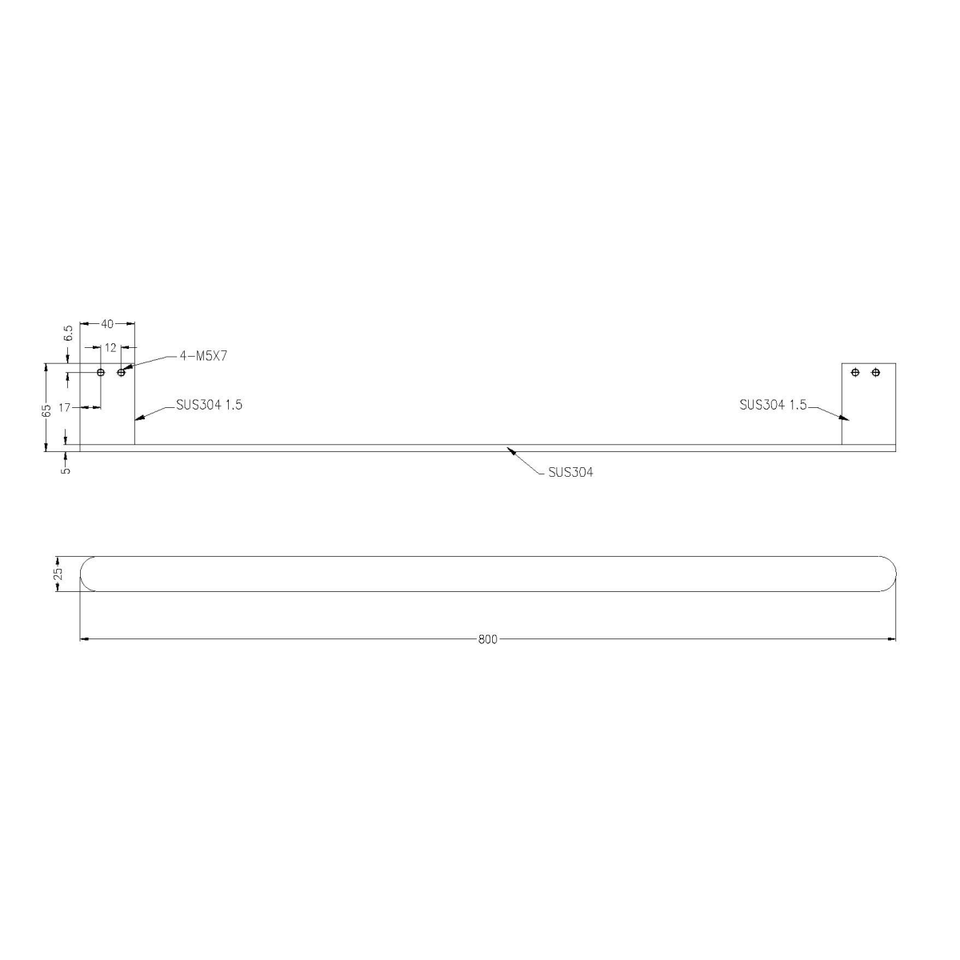 Nero Bianca Single Towel Rail 800mm Brushed Gold