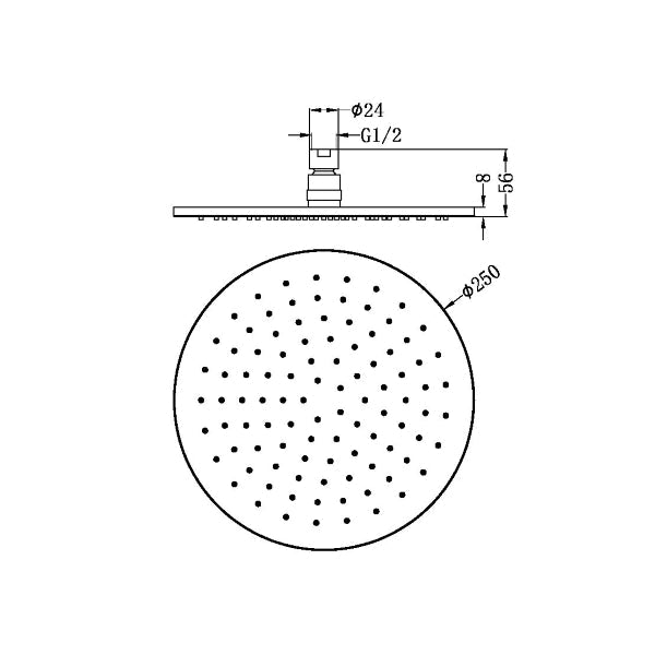Nero 250mm Round Shower Head Chrome