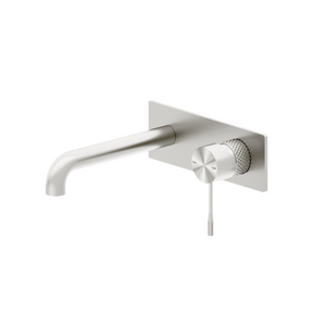 Nero Opal Wall Basin/Bath Mixer 185mm Brushed Nickel