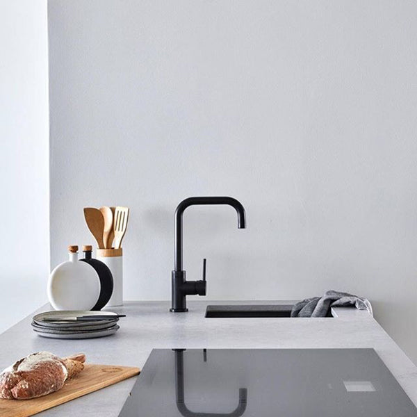 Meir Round Kitchen Mixer - Matte Black in gorgeous designer kitchen