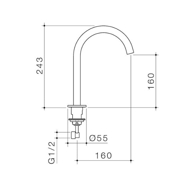 Caroma Liano II Hob Swivel Outlet 160mm Gunmetal