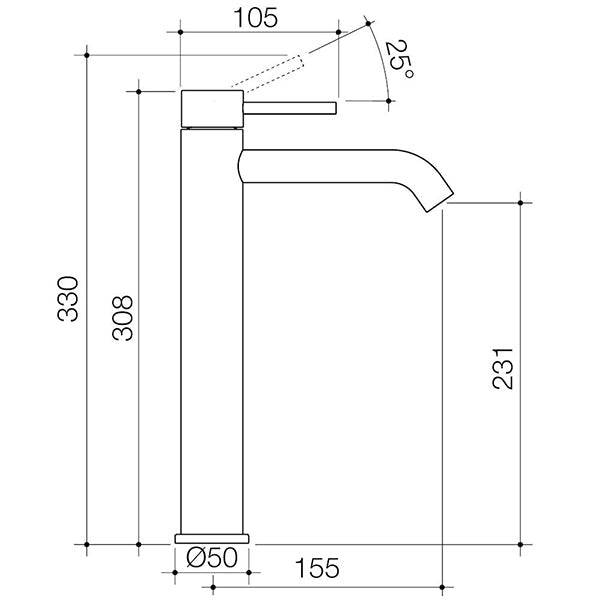 Caroma Liano II Lead Free Tower Basin Mixer Matte Black