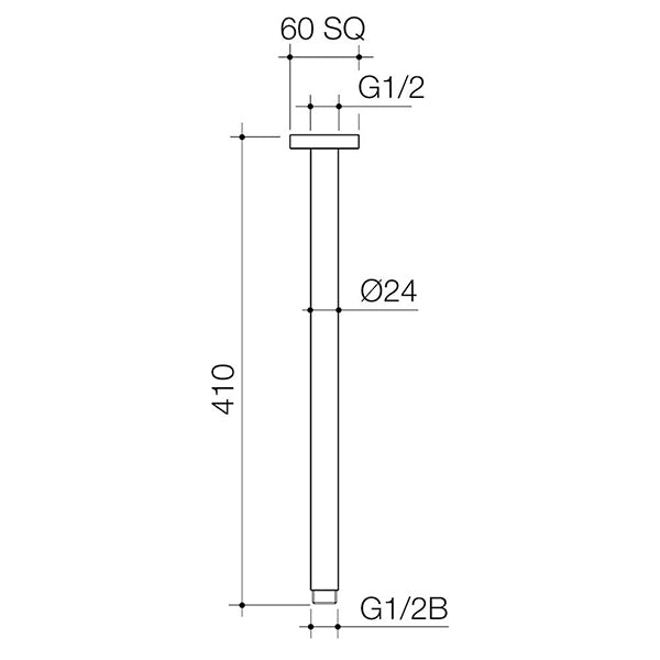Caroma Luna Straight Arm 410mm Brushed Nickel