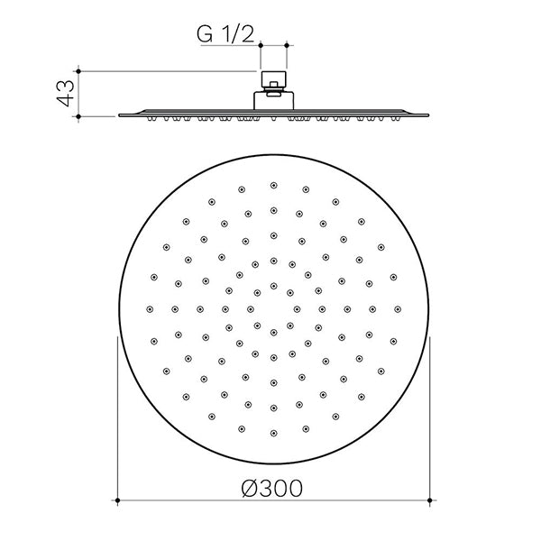 Caroma 300mm Round Rain Shower - Brushed Brass
