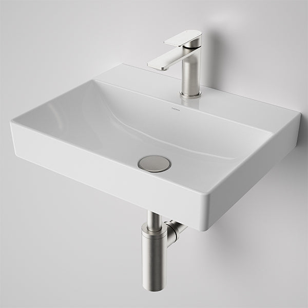 Caroma Urbane II Basin Dome Pop Up Plug & Waste Brushed Nickel in Caroma Urbane II Wall Hung Basin - The Blue Space