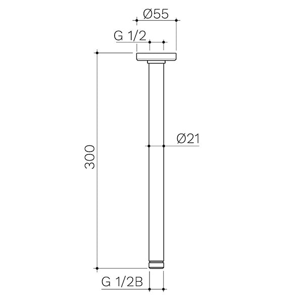 Caroma 300mm Ceiling Shower Arm - Brushed Brass
