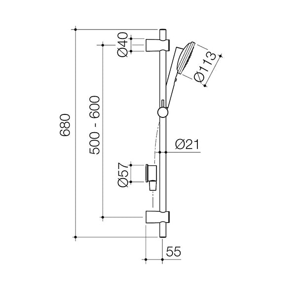 Caroma Urbane II Rail Shower Chrome