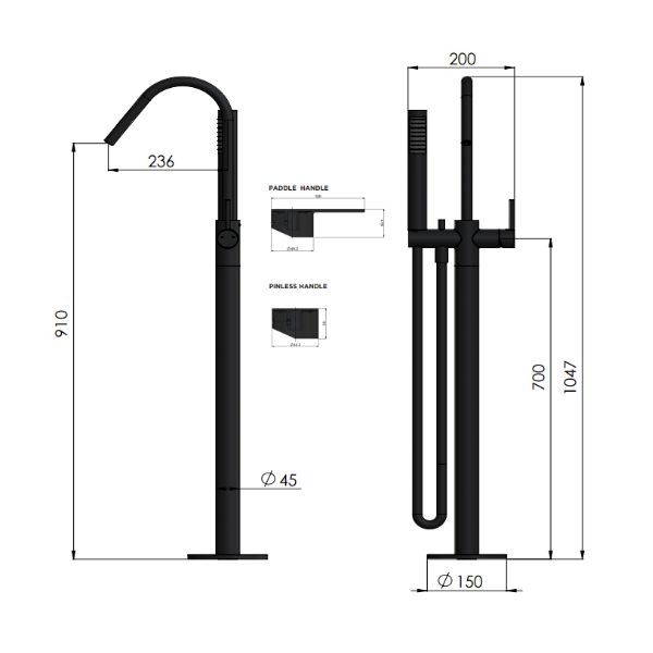 Meir Paddle Round Freestanding Bath Spout and Hand Shower Champagne