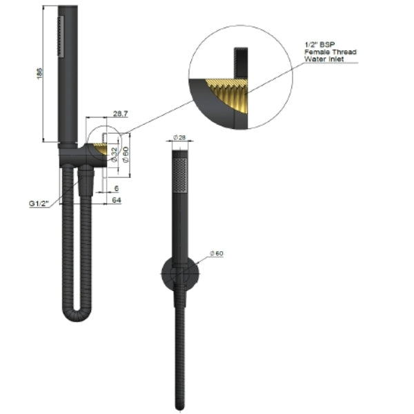 Meir Round Hand Shower on Bracket - Champagne